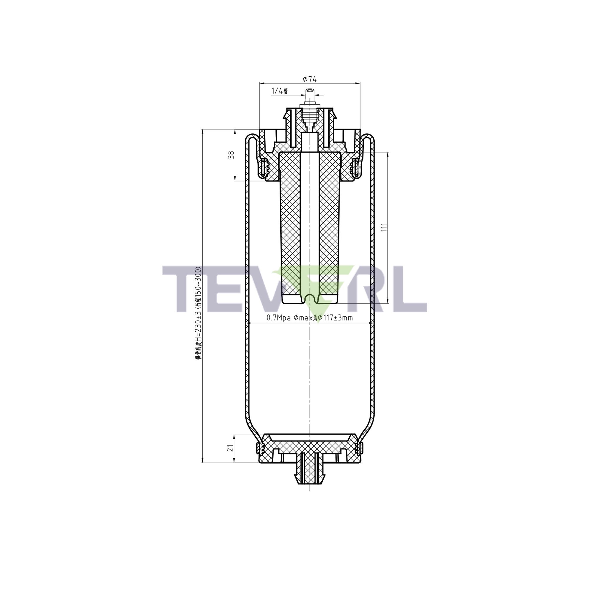 30103002 Air Spring Cabin 67638, 1S5-175, W02-377-7205