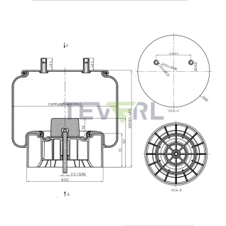 30103007 Air Spring Rolling Lobe 64421, 1R14-171, W01-358-8091