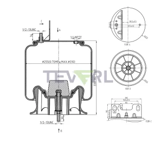 30103009 Air Spring Rolling Lobe 68616, 1R12-404, W01-358-9375