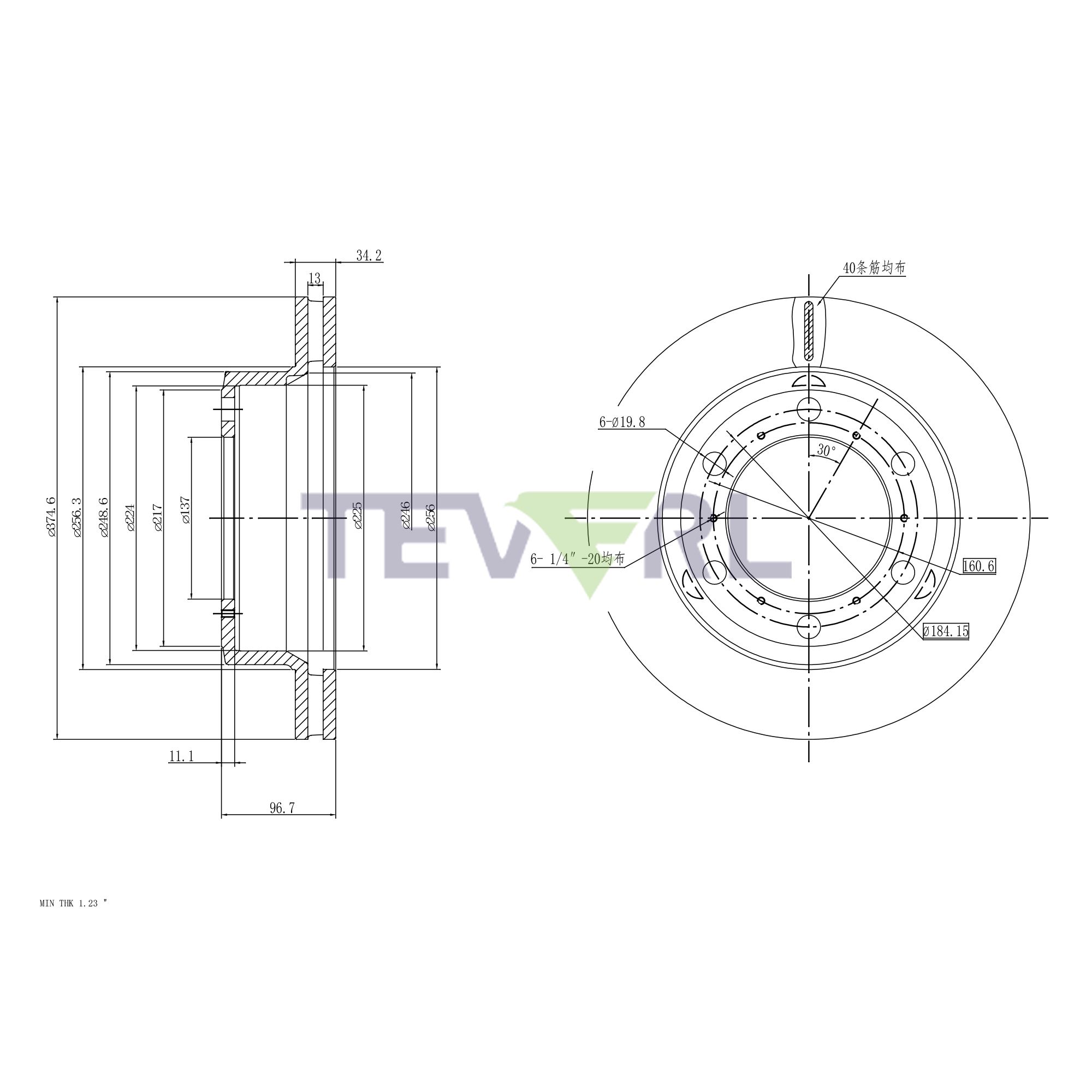 30127001 Geomet Coated Brake Rotors 14.75"X3.81"