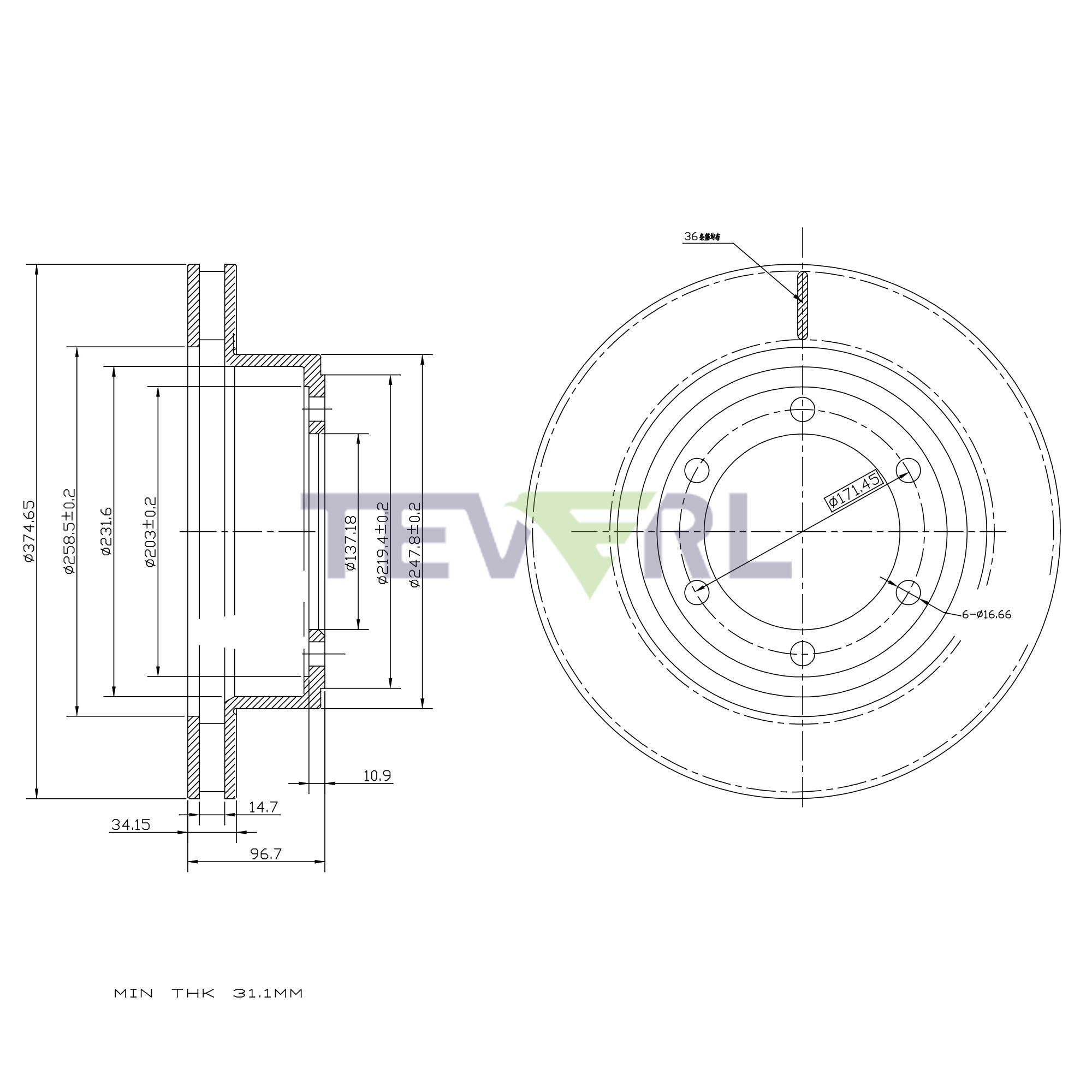 30127009 Geomet Coated Brake Rotors 14.75"X3.81"
