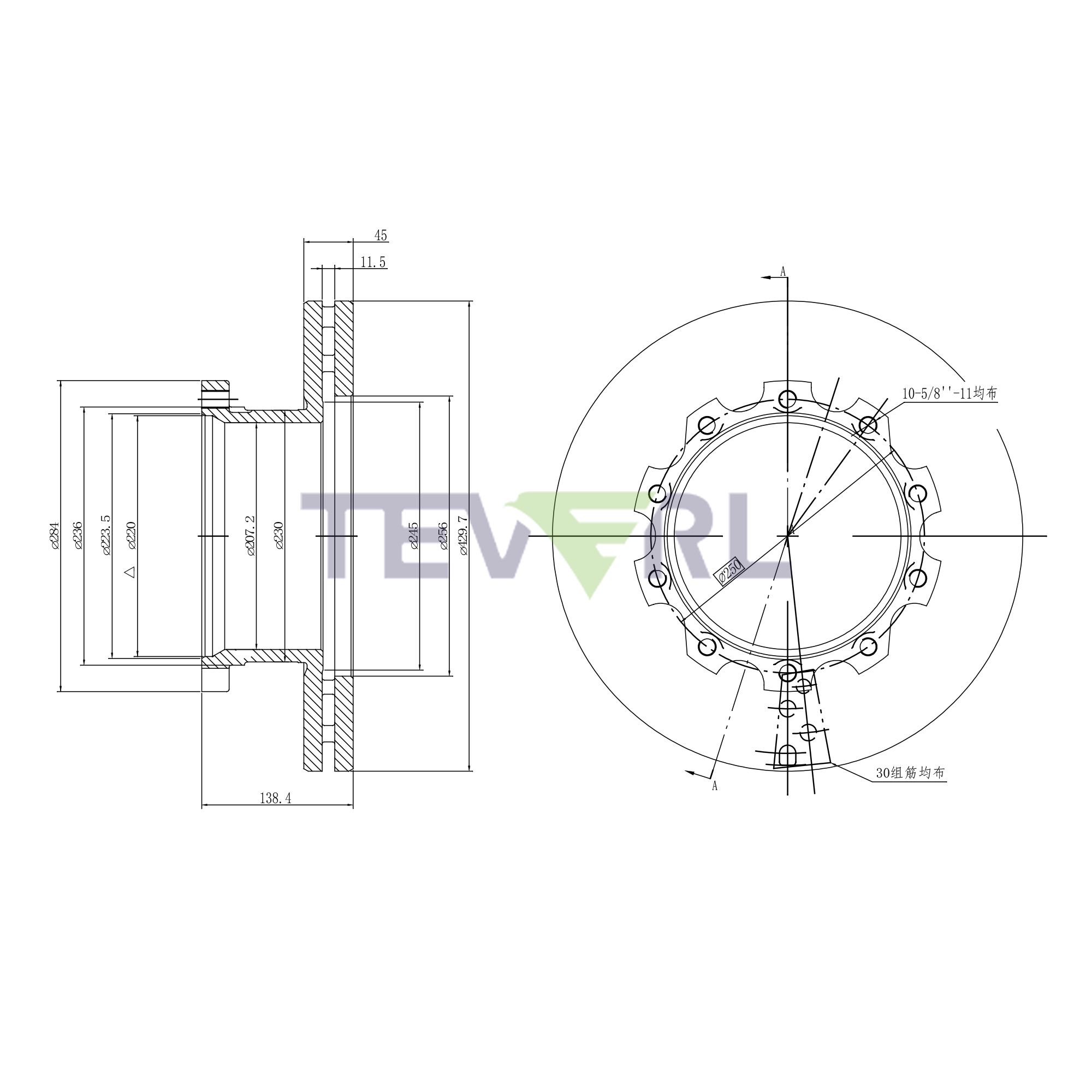 30127013 Geomet Coated Brake Rotors 16.92"X5.45"