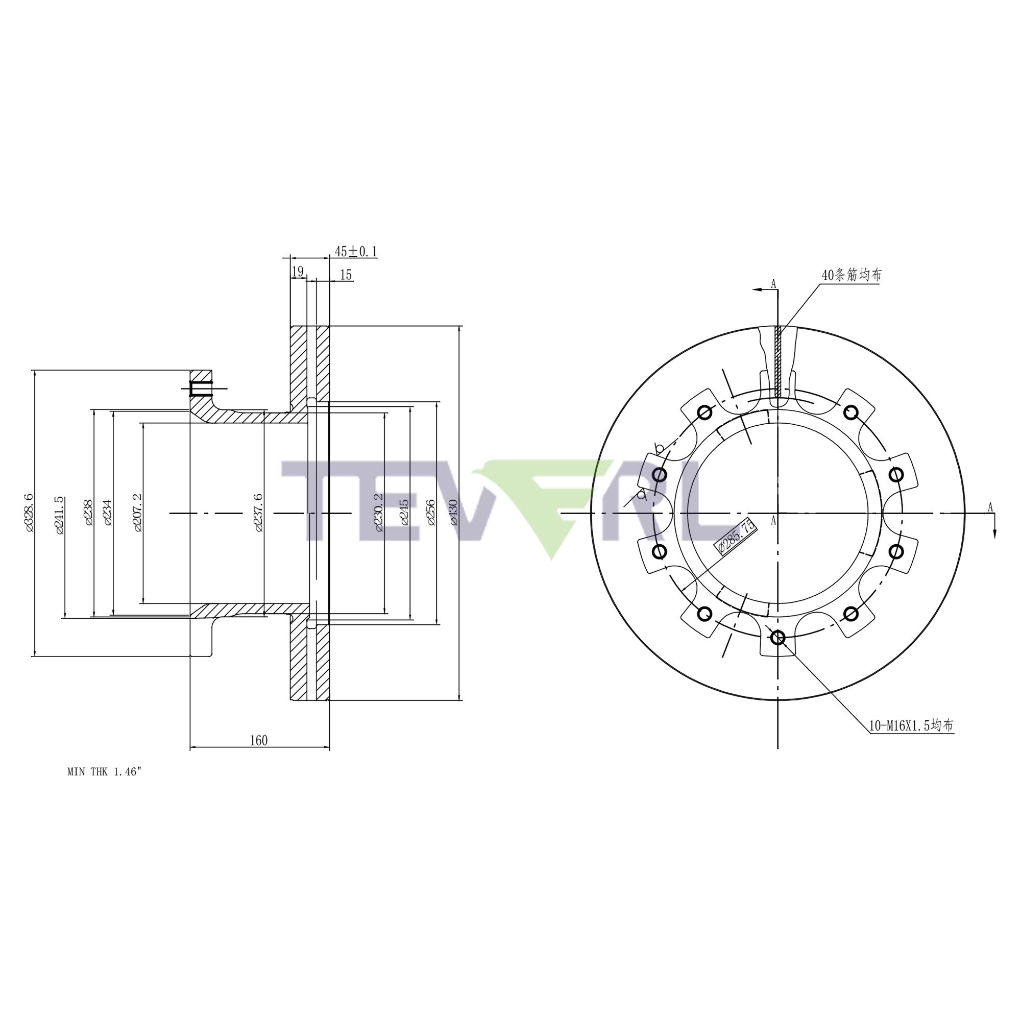 30127015 Geomet Coated Brake Rotors 16.93"X6.30"