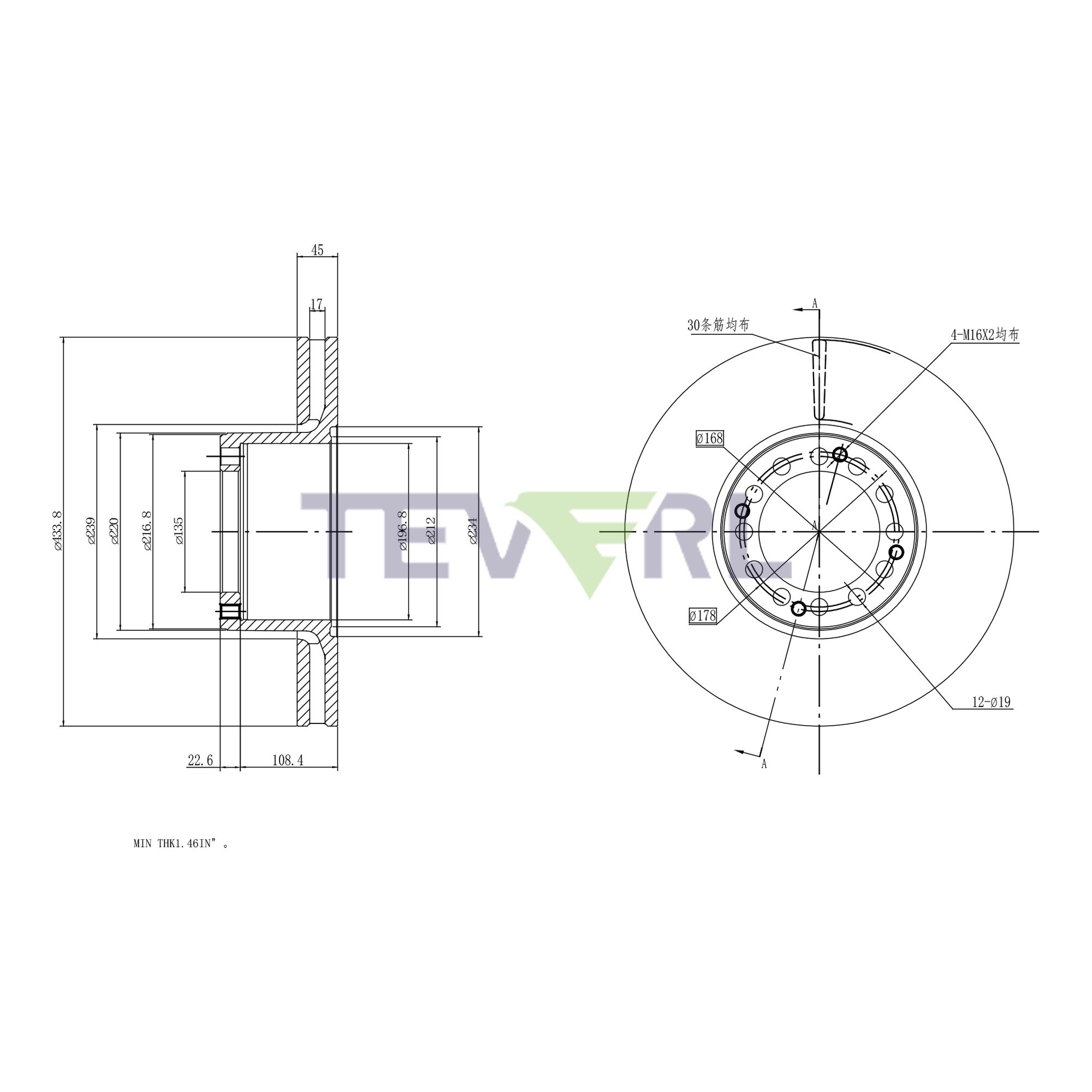 30127016 Geomet Coated Brake Rotors 17.08"X5.16"