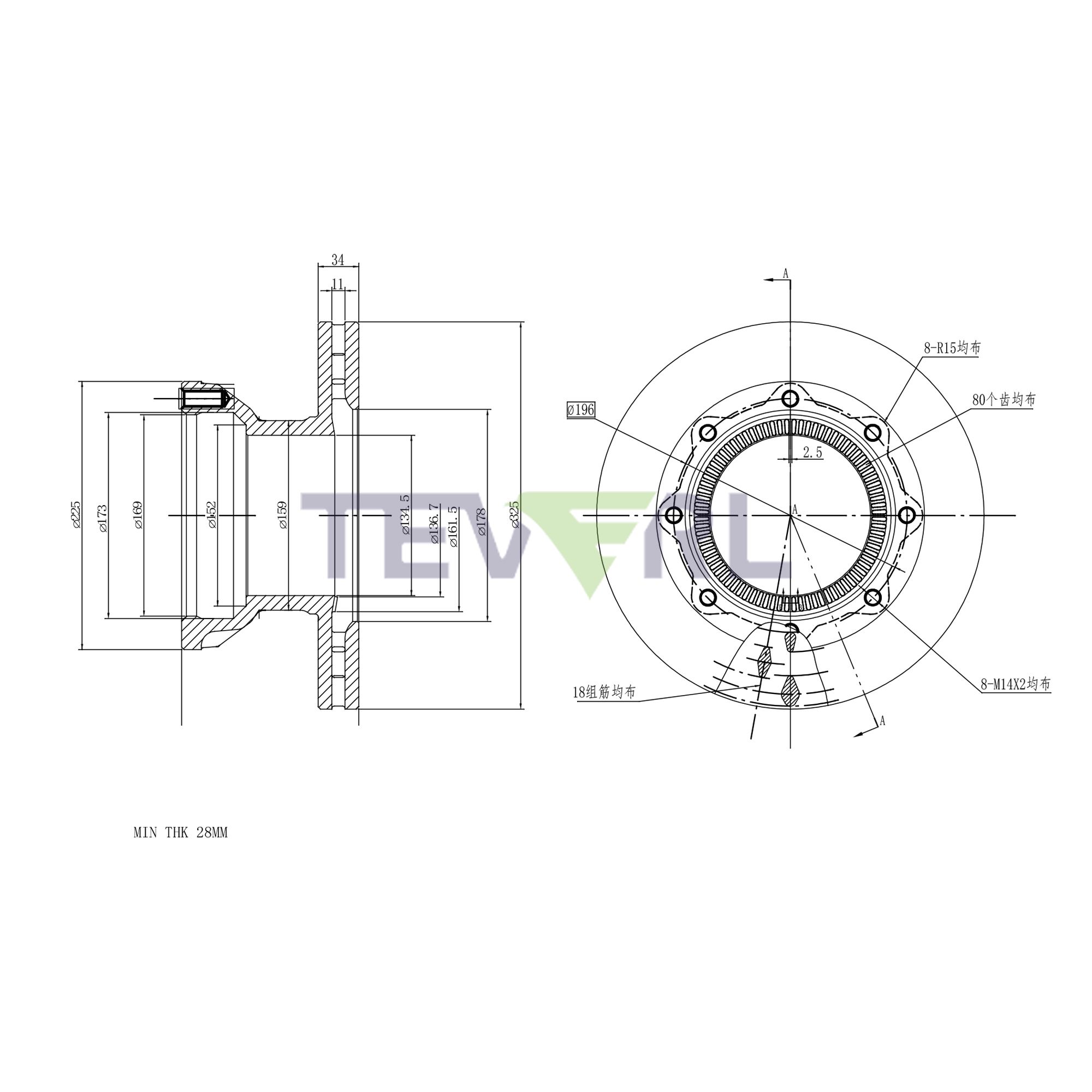 30127018 Geomet Coated Brake Rotors 12.80"X5.85"