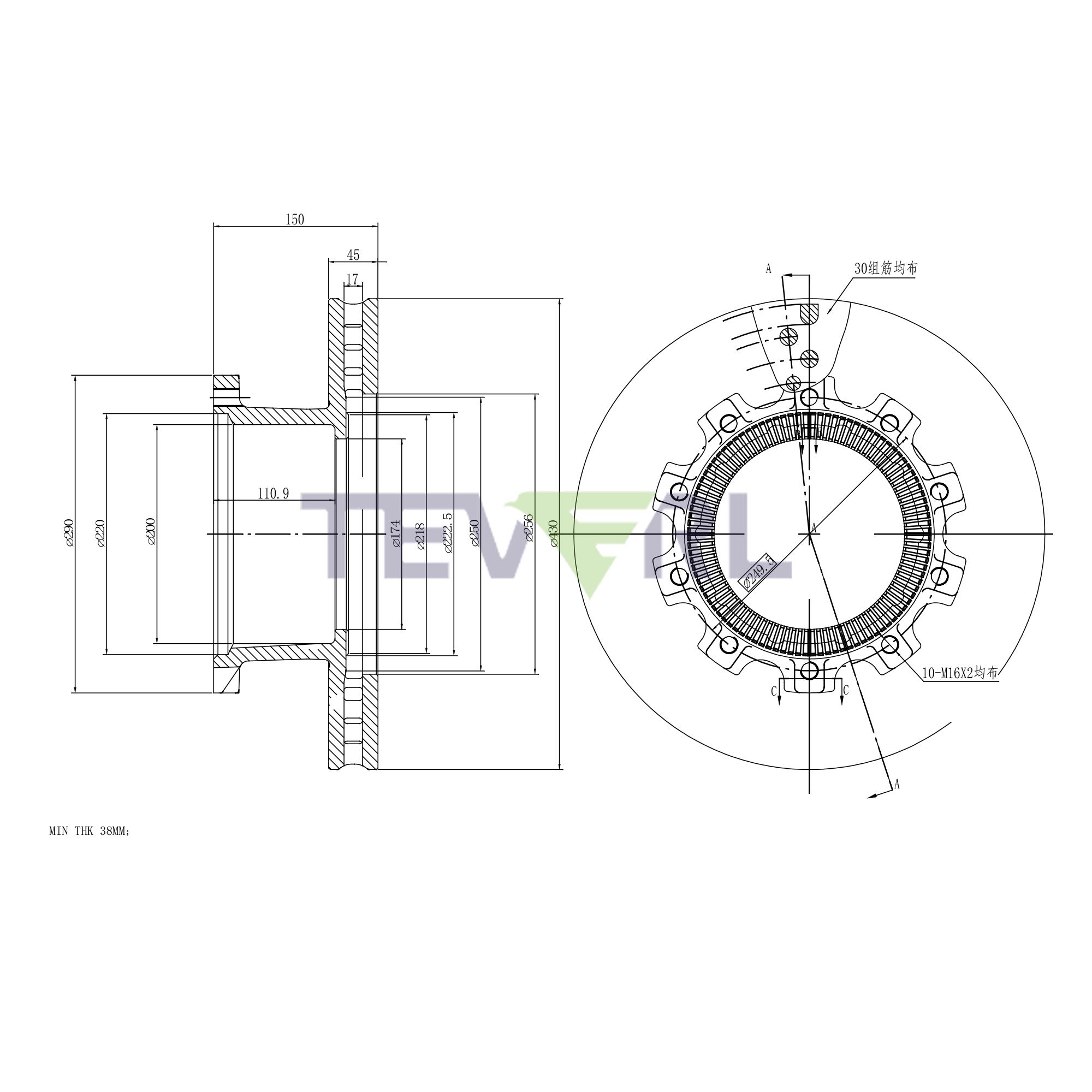 30127020 Geomet Coated Brake Rotors 16.93"X5.91"