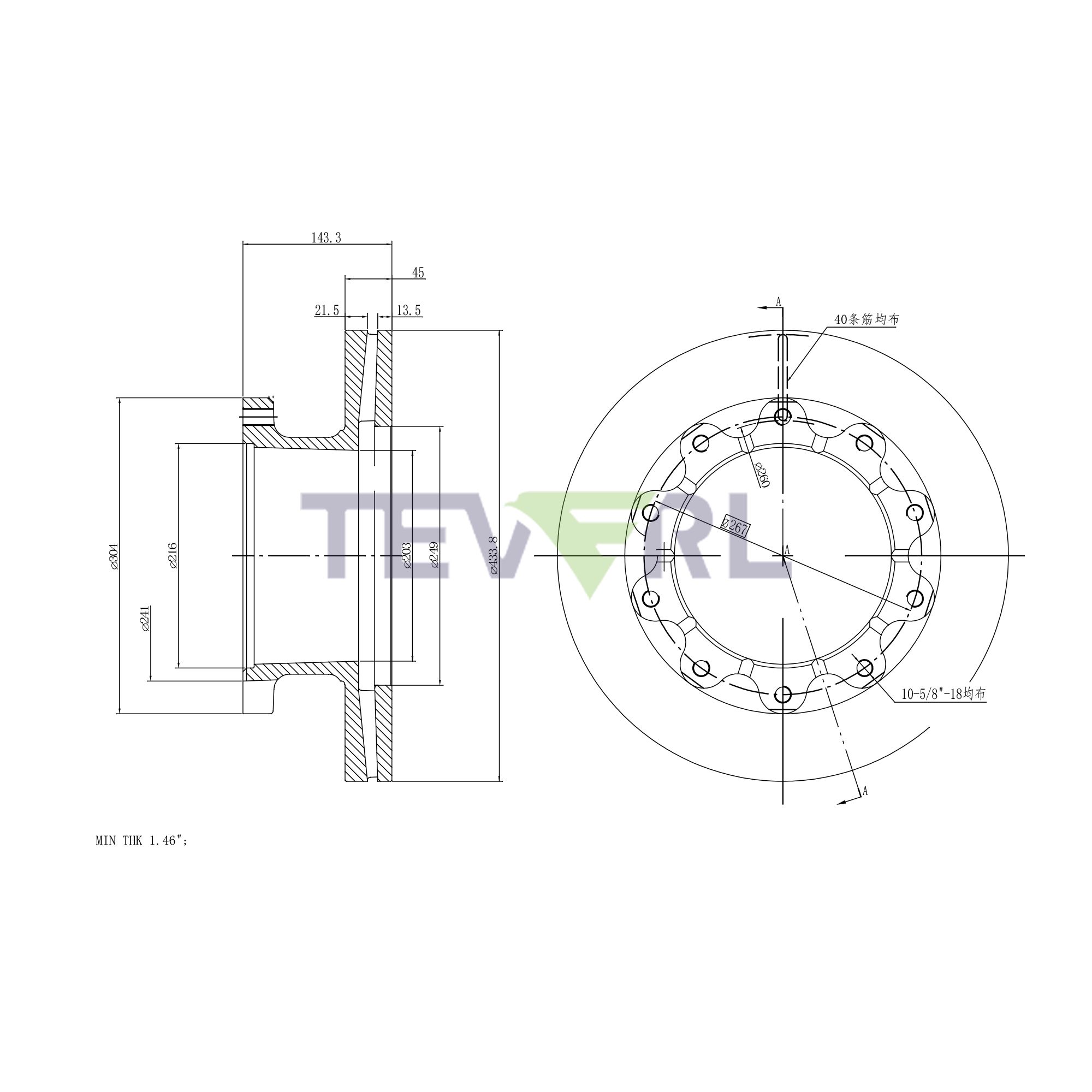 30127021 Geomet Coated Brake Rotors 17.08"X5.64"