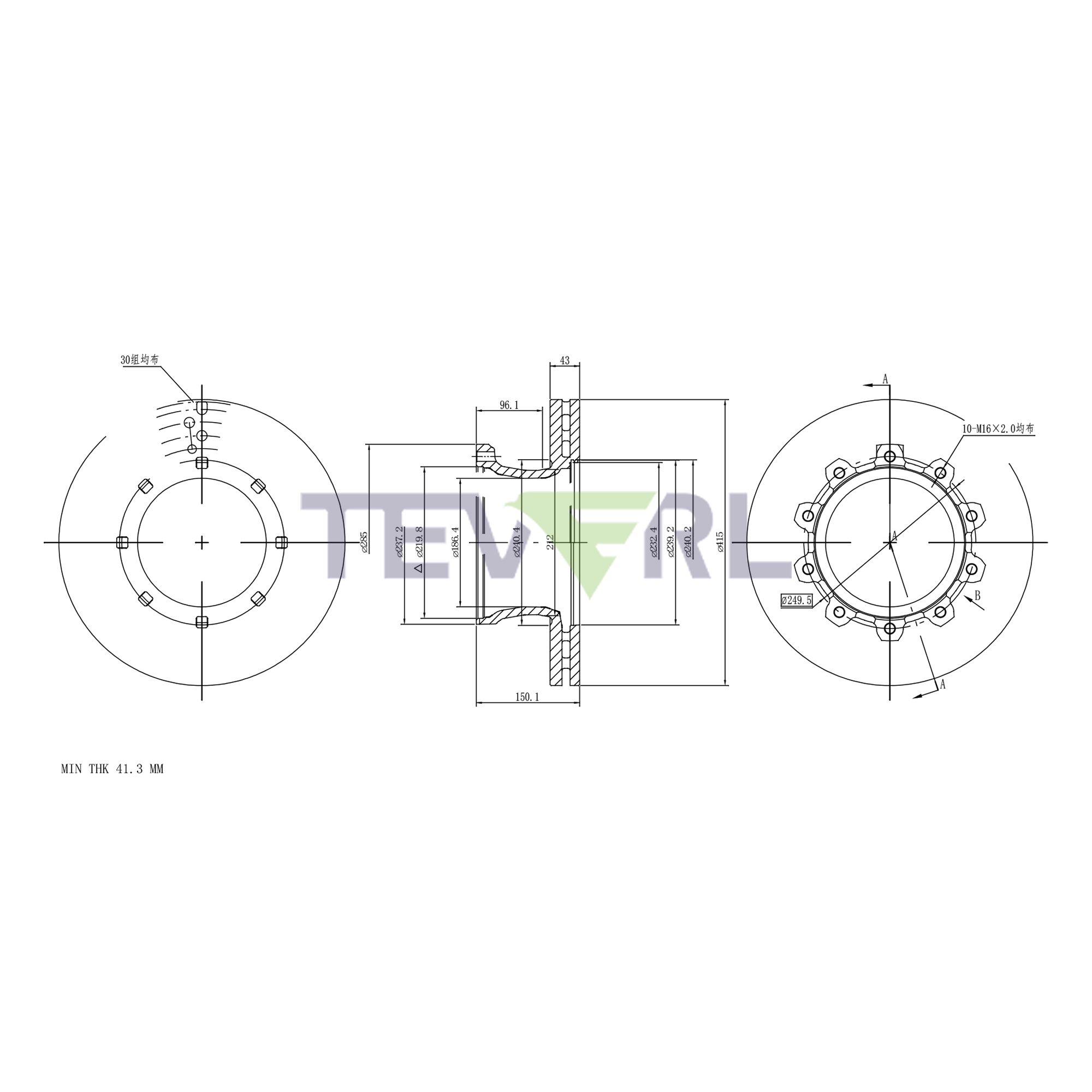 30127025 Geomet Coated Brake Rotors 16.34"X5.91"