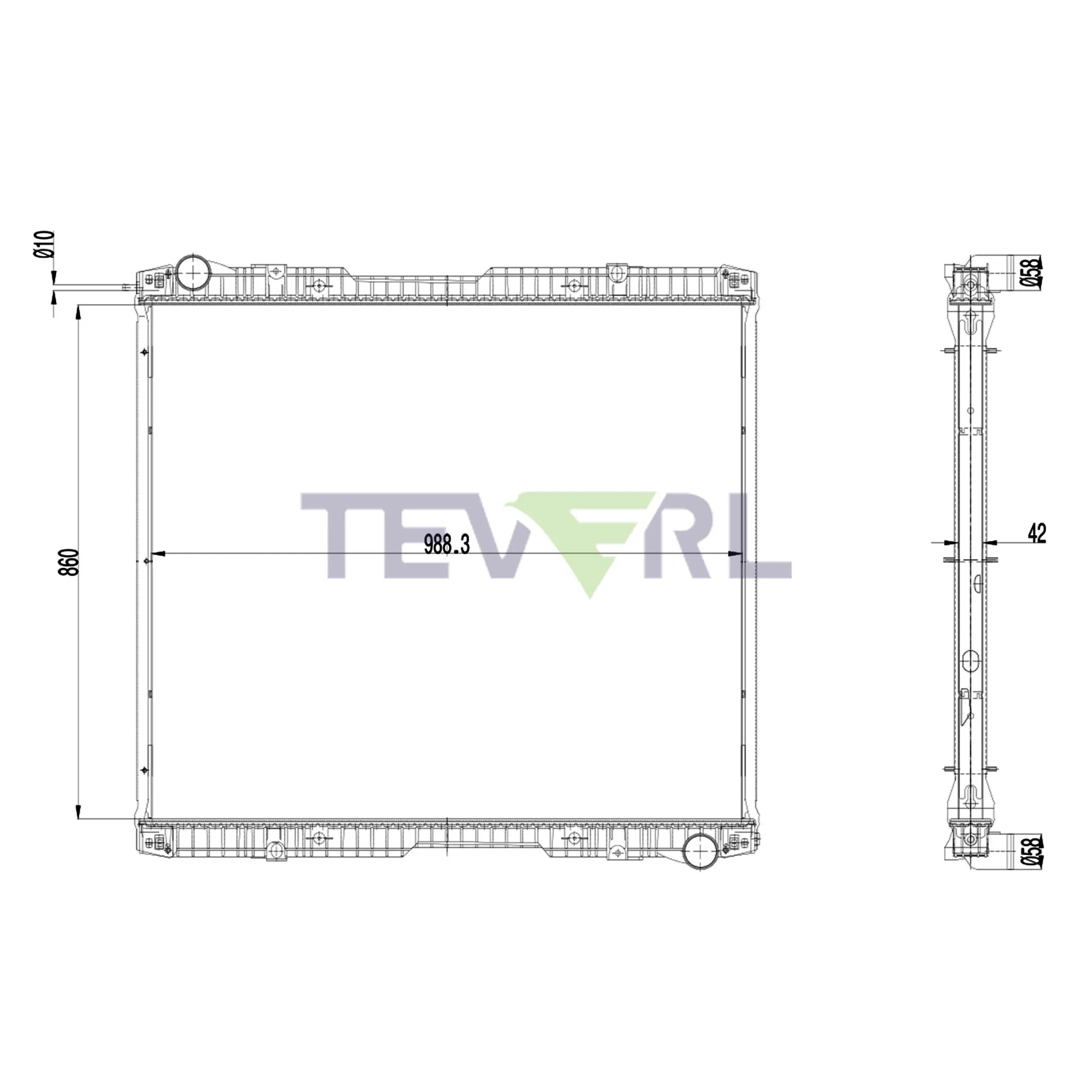10801009 2004-up Scania R T series Radiator with frame